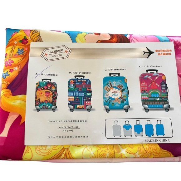 Disney Princesses Stretch Suitcase Cover For Kids Sz S 18-20” Carry On Travel - Picture 2 of 2